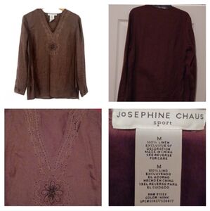 💙🌺Josephine Chaus Sport Brown Vneck Top